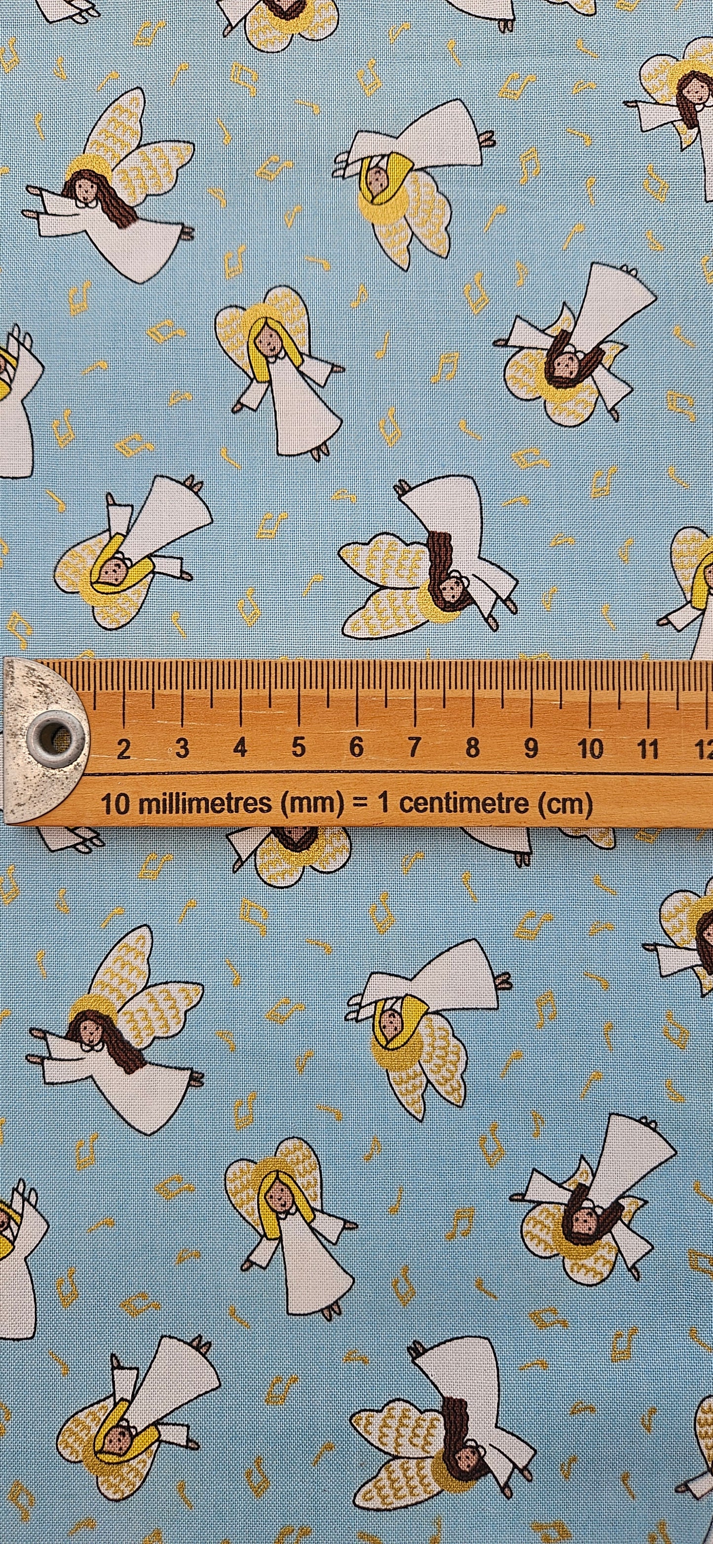 Lewis & Irene - Celestial Blue with Gold MetallicLewis & Irene Away in a Manger Celestial Blue with Gold Metallic Cotton Fabric | 100% Premium Christmas Quilting Fabric