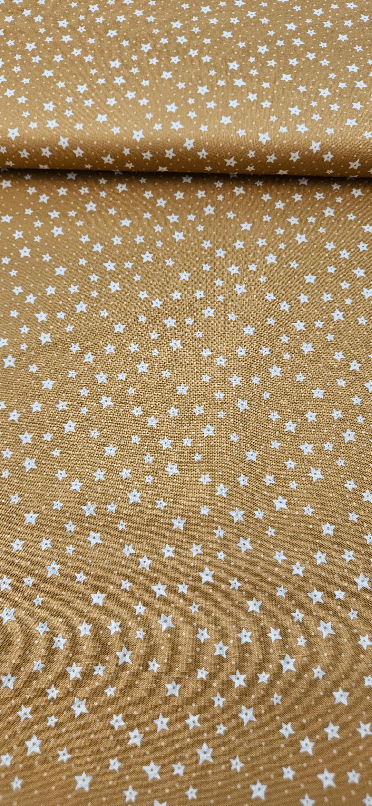 Lewis & Irene All Is Bright Stars on Gold Christmas Cotton Fabric by Stuart Hillard | 100% Premium Quilting Fabric