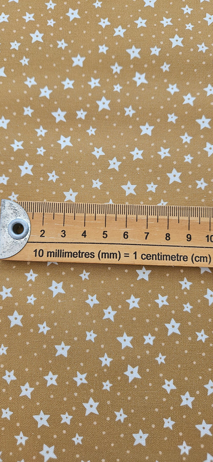 Lewis & Irene All Is Bright Stars on Gold Christmas Cotton Fabric by Stuart Hillard | 100% Premium Quilting Fabric