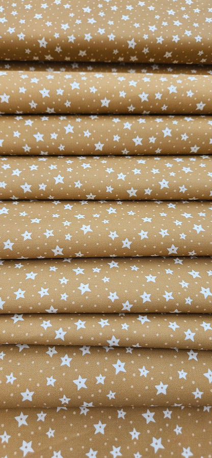 Lewis & Irene All Is Bright Stars on Gold Christmas Cotton Fabric by Stuart Hillard | 100% Premium Quilting Fabric