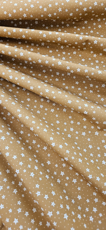 Lewis & Irene All Is Bright Stars on Gold Christmas Cotton Fabric by Stuart Hillard | 100% Premium Quilting Fabric