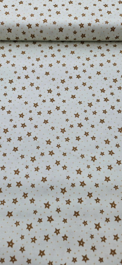 Lewis & Irene All Is Bright Stars on Cream Christmas Cotton Fabric by Stuart Hillard | 100% Premium Quilting Fabric