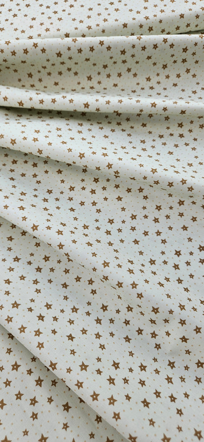 Lewis & Irene All Is Bright Stars on Cream Christmas Cotton Fabric by Stuart Hillard | 100% Premium Quilting Fabric
