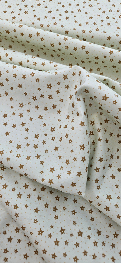Lewis & Irene All Is Bright Stars on Cream Christmas Cotton Fabric by Stuart Hillard | 100% Premium Quilting Fabric