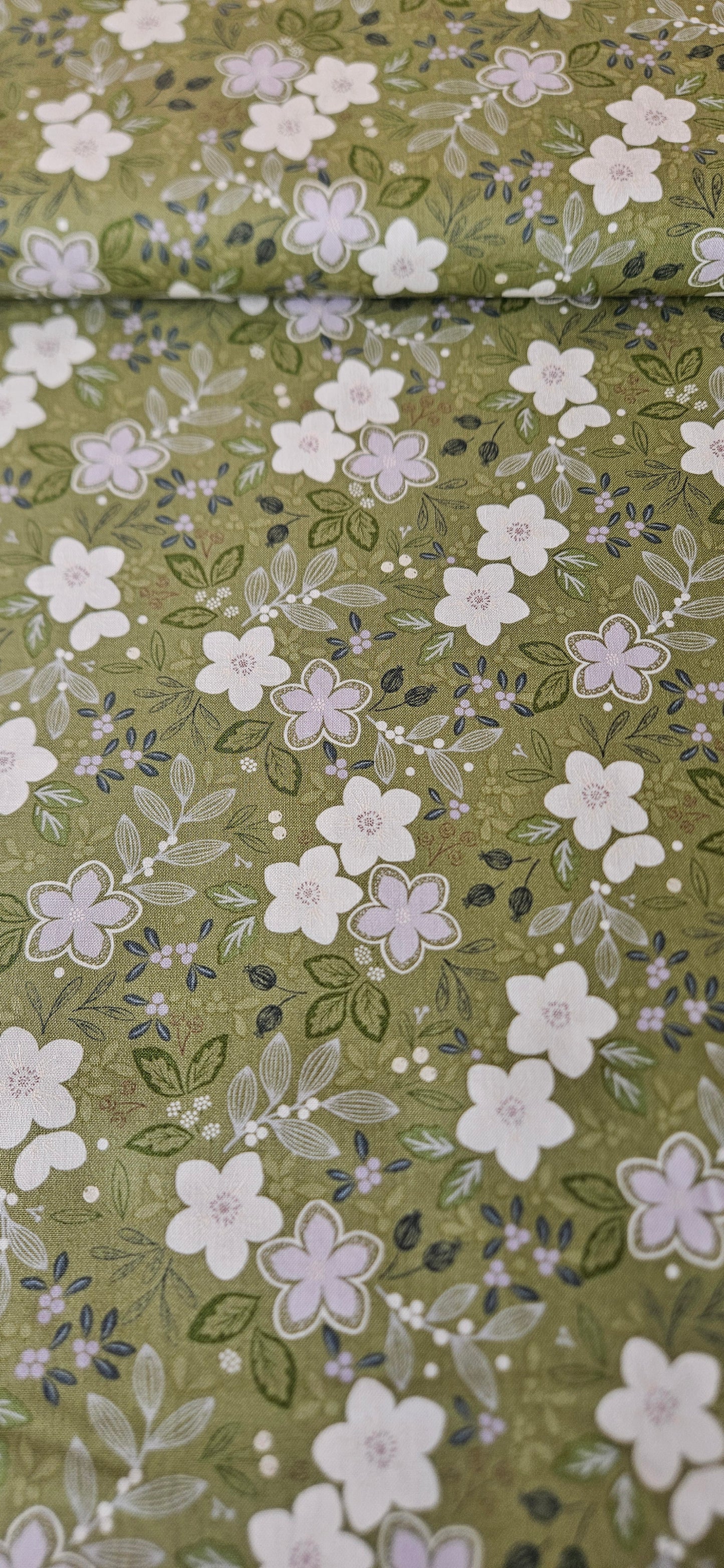 Lewis & Irene Winter's Garden – Winter's Promise Light Green (Pearlescent) Cotton Fabric | 100% Premium Quilting Cotton