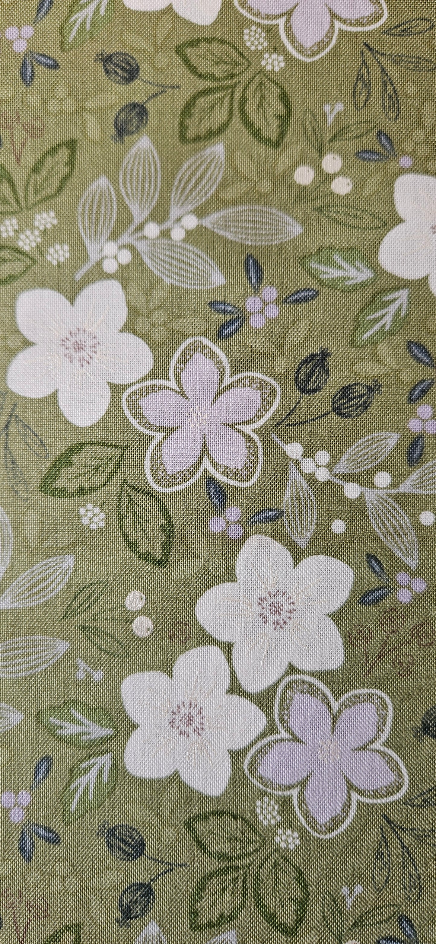 Lewis & Irene Winter's Garden – Winter's Promise Light Green (Pearlescent) Cotton Fabric | 100% Premium Quilting Cotton
