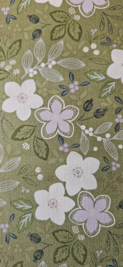 Lewis & Irene Winter's Garden – Winter's Promise Light Green (Pearlescent) Cotton Fabric | 100% Premium Quilting Cotton
