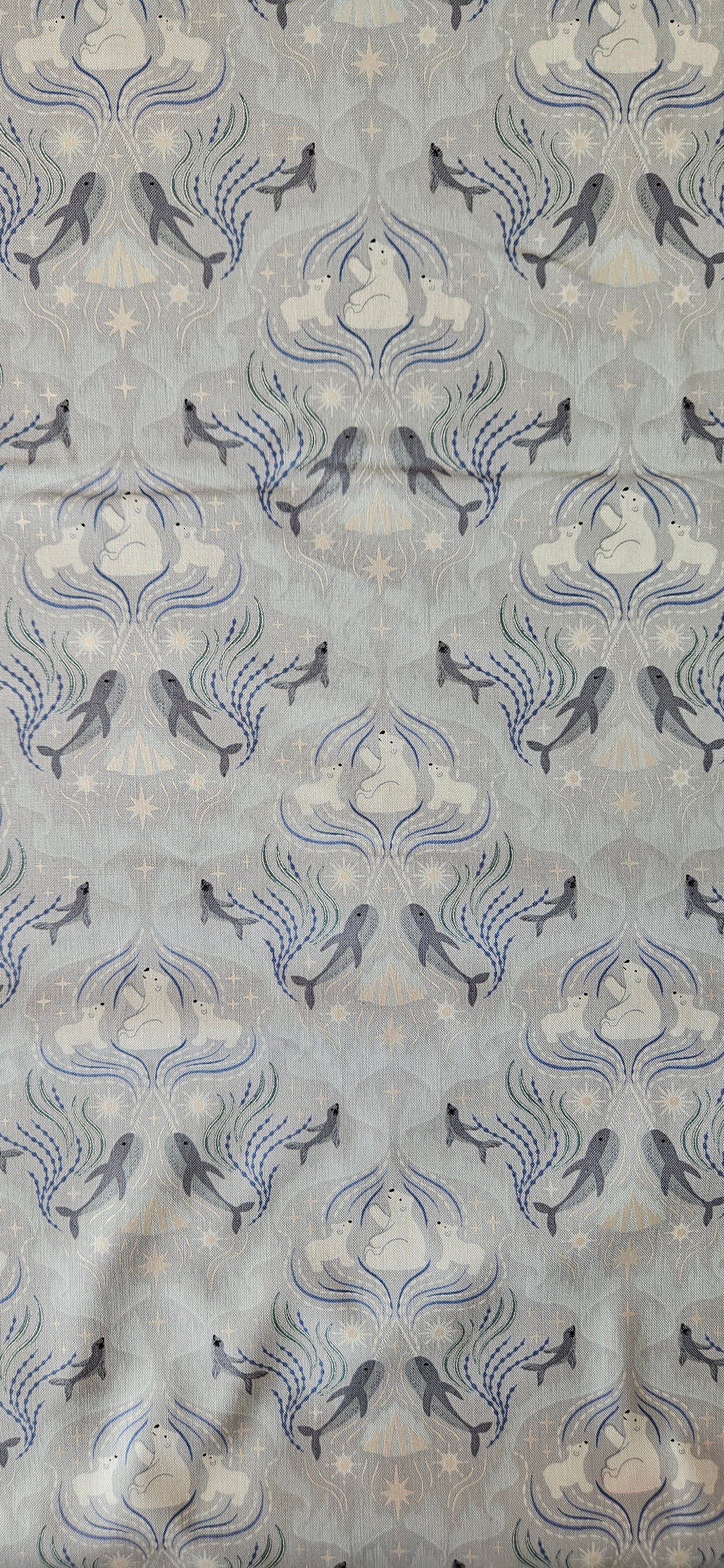 Lewis & Irene Where the Sky Dances on Silver Ice (Pearl) Cotton Fabric | 100% Premium Quilting Cotton