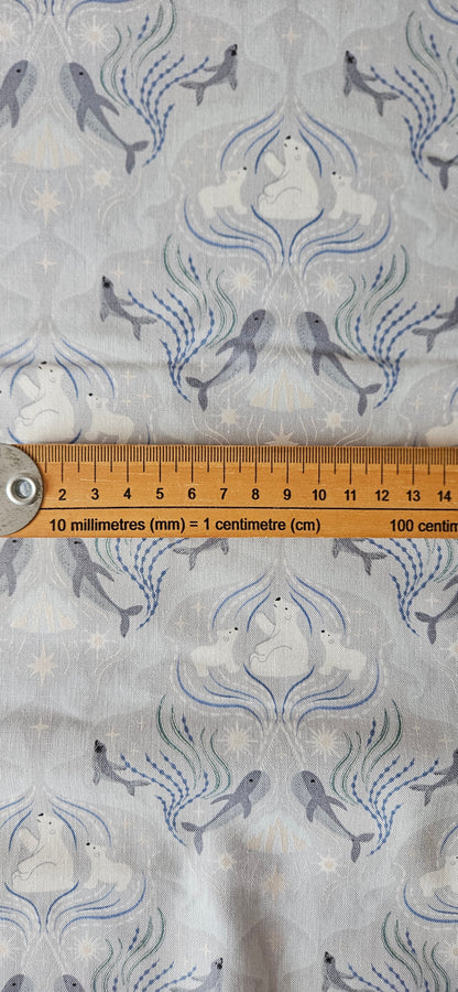 Lewis & Irene Where the Sky Dances on Silver Ice (Pearl) Cotton Fabric | 100% Premium Quilting Cotton