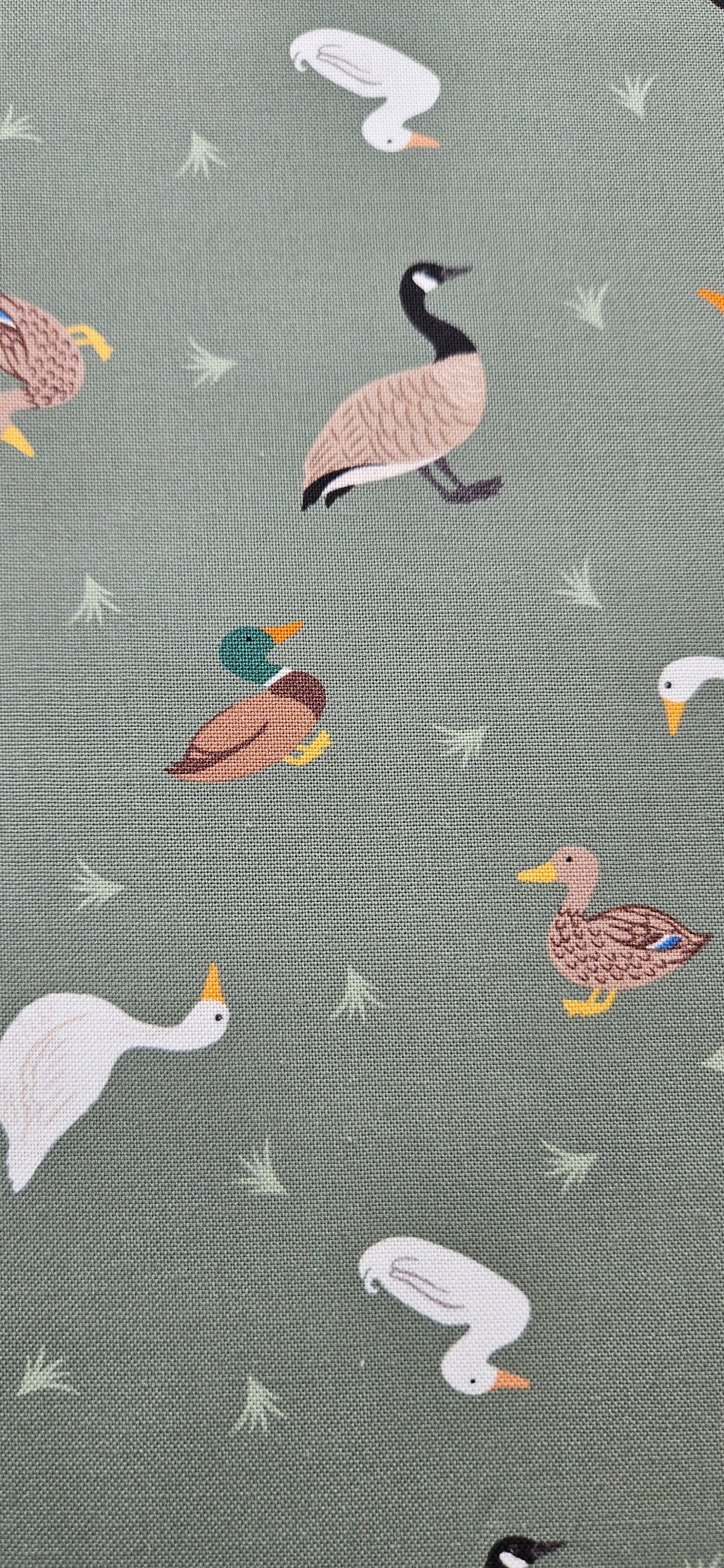 Lewis & Irene Small Things… Rivers & Creeks – Ducks & Geese on Green Cotton Fabric | 100% Premium Quilting Cotton