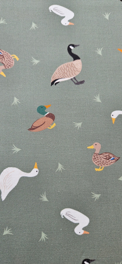 Lewis & Irene Small Things… Rivers & Creeks – Ducks & Geese on Green Cotton Fabric | 100% Premium Quilting Cotton