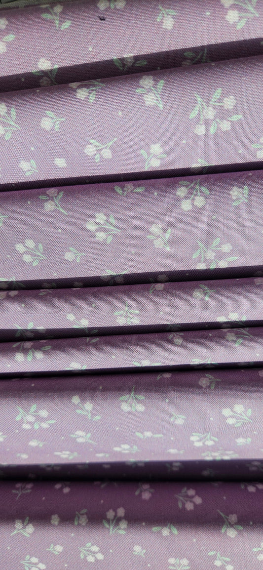 Lewis & Irene Dear Spring Ditsy Dance Purple floral quilting cotton fabric by Cassandra Connolly.