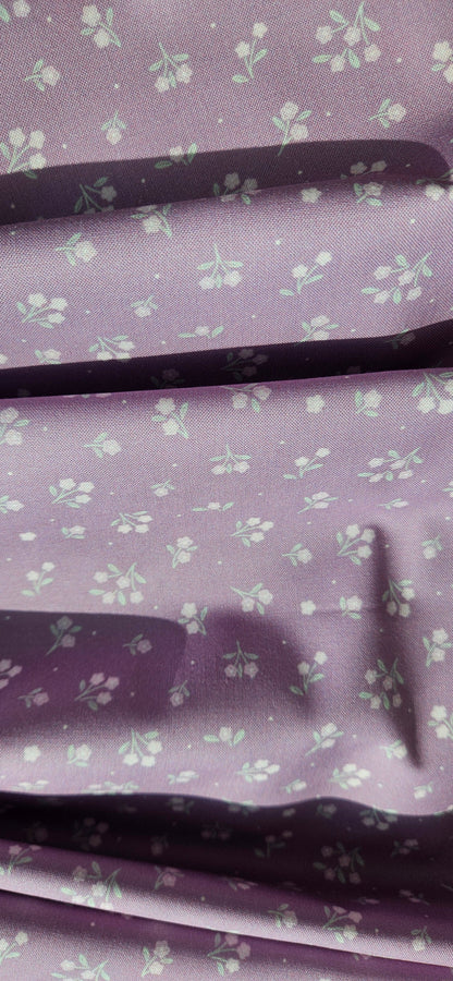 Lewis & Irene Dear Spring Ditsy Dance Purple floral quilting cotton fabric by Cassandra Connolly.