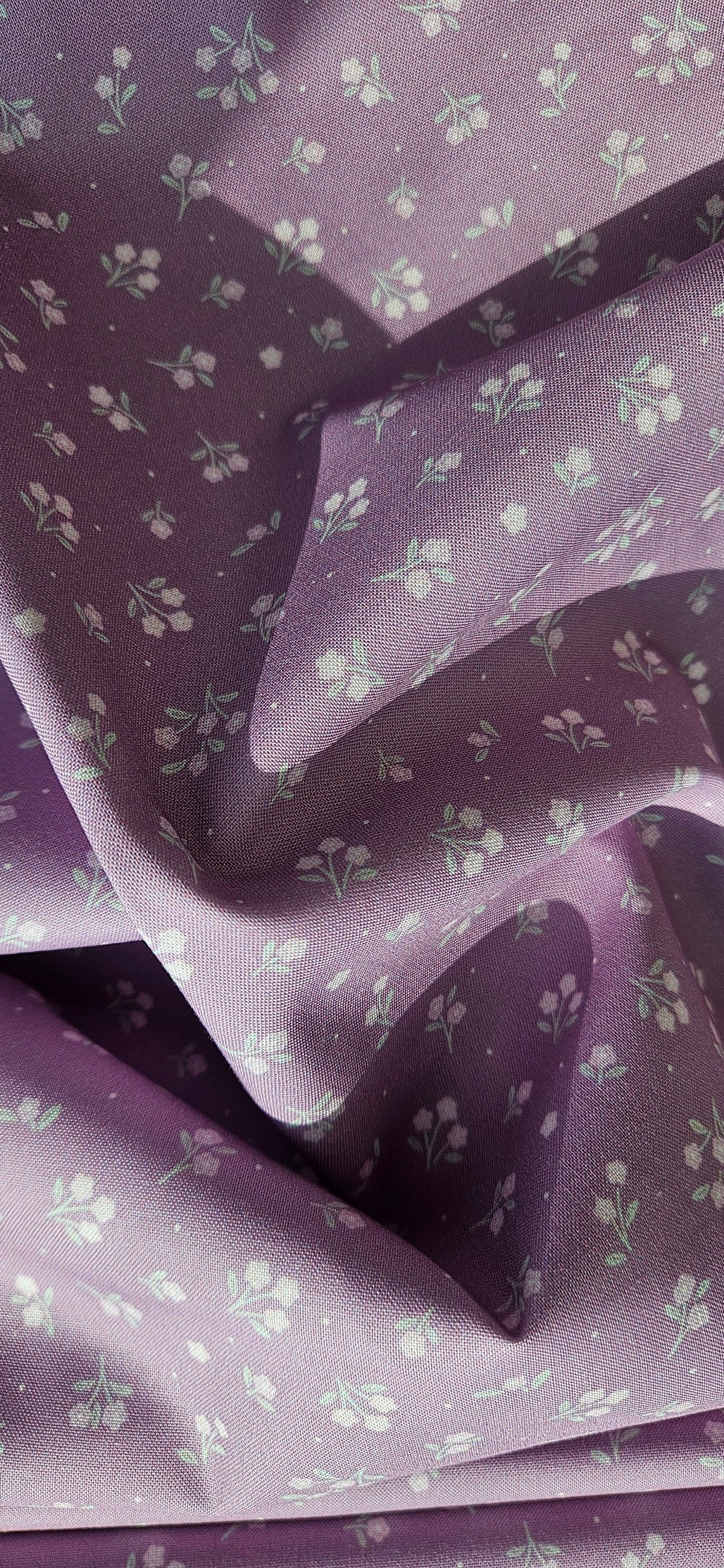 Lewis & Irene Dear Spring Ditsy Dance Purple floral quilting cotton fabric by Cassandra Connolly.