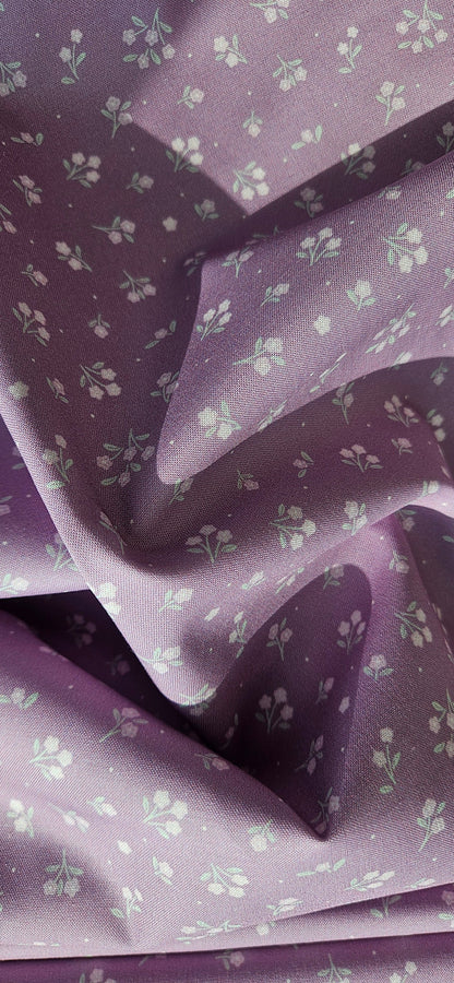 Lewis & Irene Dear Spring Ditsy Dance Purple floral quilting cotton fabric by Cassandra Connolly.