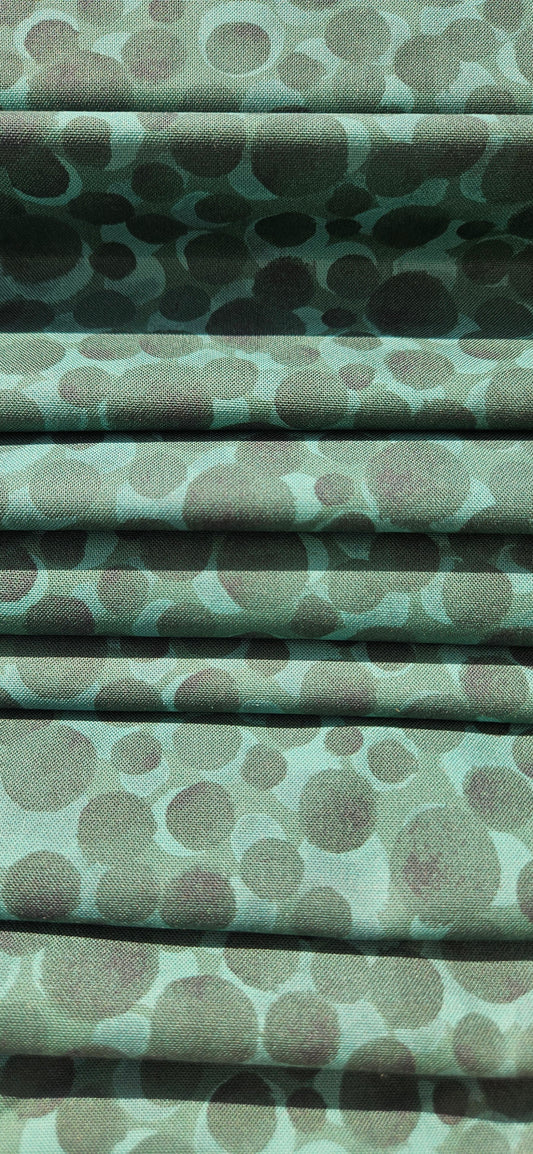 Lewis & Irene Bumbleberries Nordic Green premium quilting cotton blender fabric with a subtle tonal design.