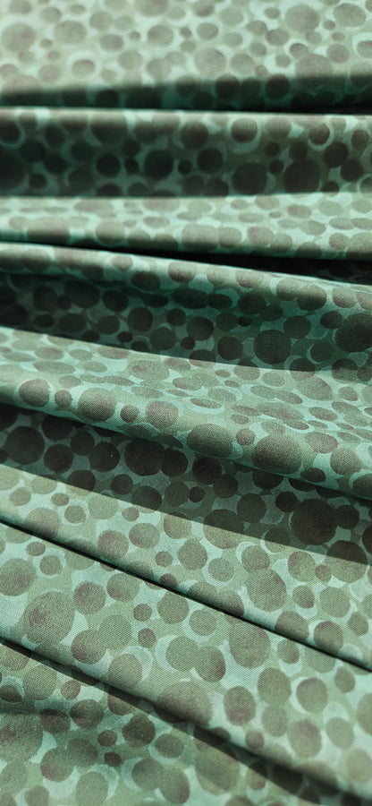 Lewis & Irene Bumbleberries Nordic Green premium quilting cotton blender fabric with a subtle tonal design.