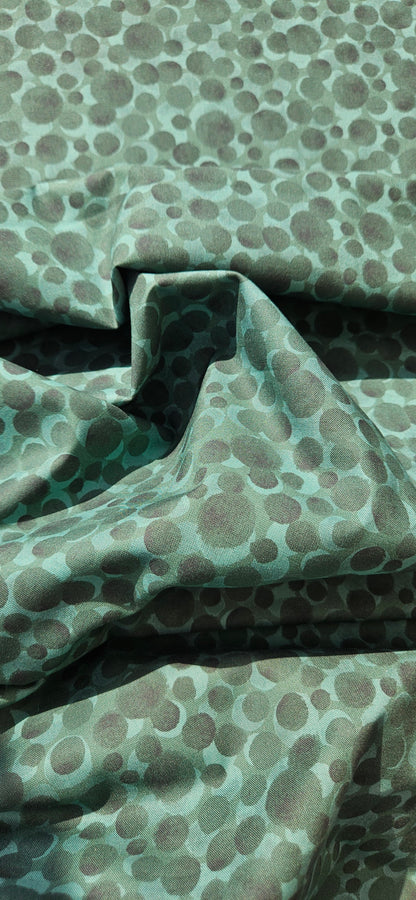 Lewis & Irene Bumbleberries Nordic Green premium quilting cotton blender fabric with a subtle tonal design.