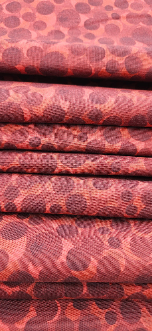 Lewis & Irene Bumbleberries Dark Red premium quilting cotton blender fabric with a subtle tonal design.