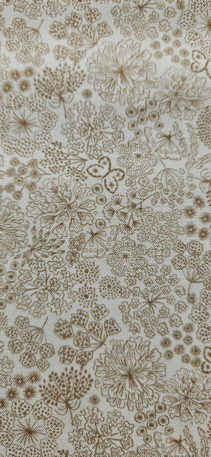 Lewis & Irene Jardin d'Automne Butterfly Floral on Light Stone premium quilting cotton fabric with butterflies and floral design.