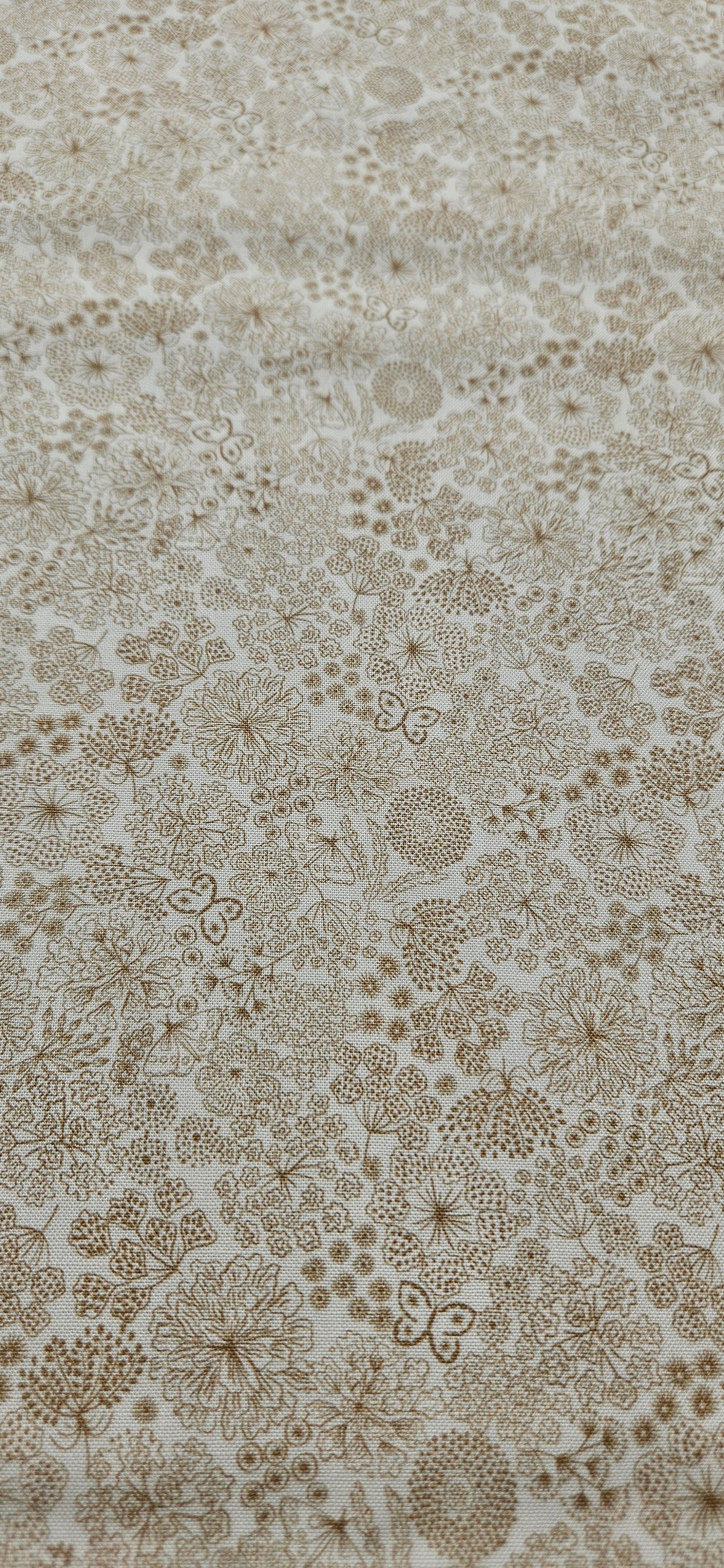 Lewis & Irene Jardin d'Automne Butterfly Floral on Light Stone premium quilting cotton fabric with butterflies and floral design.