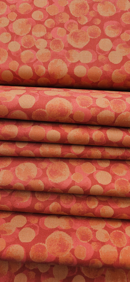Lewis & Irene Bumbleberries Red Rust premium quilting cotton blender fabric in warm red and rust tones.