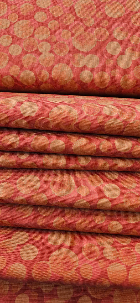 Lewis & Irene Bumbleberries Red Rust premium quilting cotton blender fabric in warm red and rust tones.