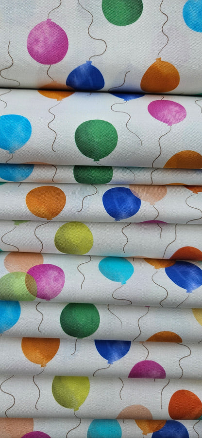Lewis & Irene Small Things… Celebration – Balloons Cotton Fabric | 100% Premium Quilting Cotton