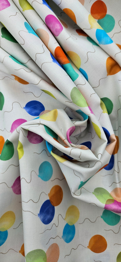 Lewis & Irene Small Things… Celebration – Balloons Cotton Fabric | 100% Premium Quilting Cotton