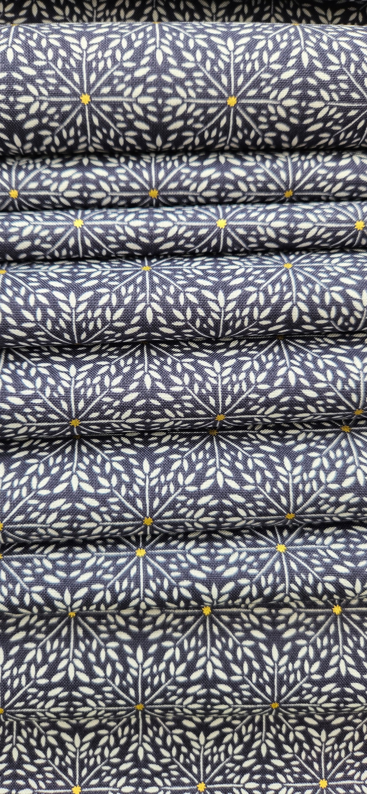 Lewis & Irene Winter Solstice – Winter Star on Midnight Blue with Gold Metallic Cotton Fabric | 100% Premium Quilting Cotton