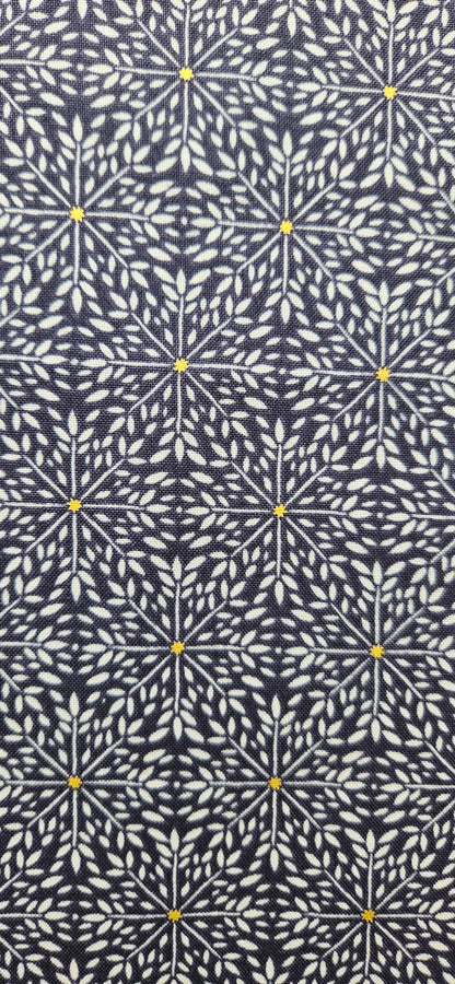 Lewis & Irene Winter Solstice – Winter Star on Midnight Blue with Gold Metallic Cotton Fabric | 100% Premium Quilting Cotton