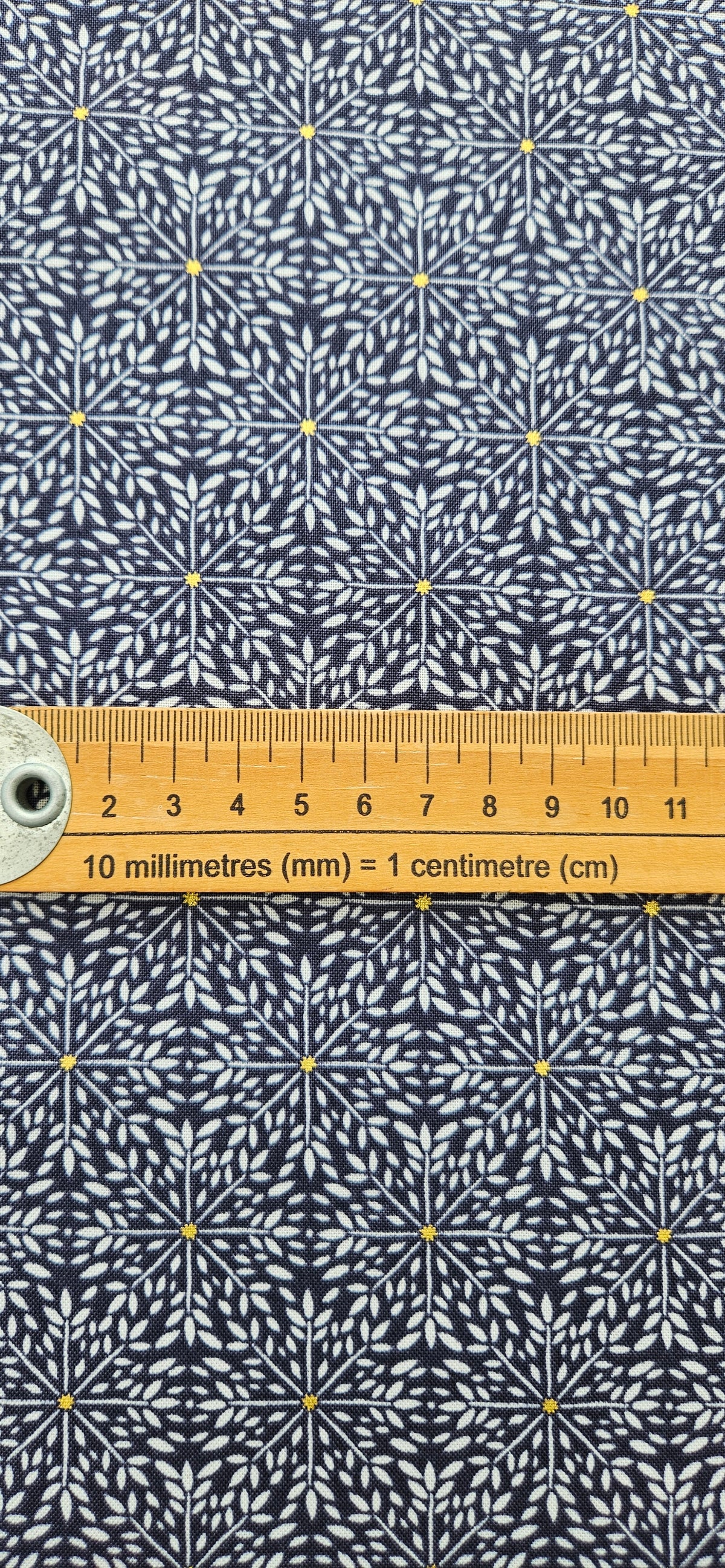 Lewis & Irene Winter Solstice – Winter Star on Midnight Blue with Gold Metallic Cotton Fabric | 100% Premium Quilting Cotton
