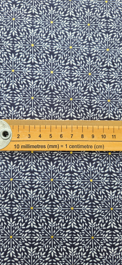 Lewis & Irene Winter Solstice – Winter Star on Midnight Blue with Gold Metallic Cotton Fabric | 100% Premium Quilting Cotton