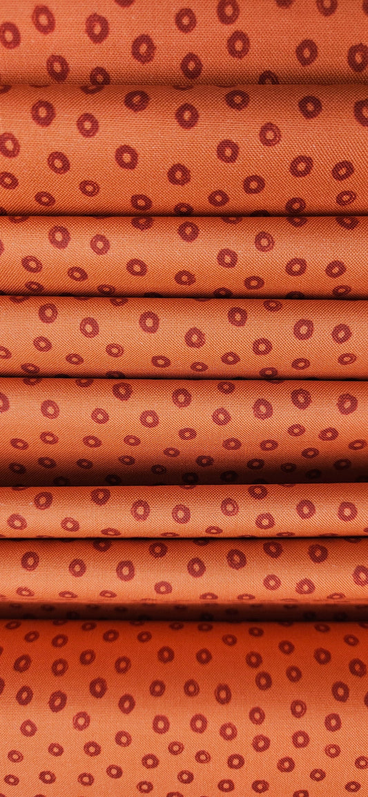 Lewis & Irene Creative Landscapes Sketchy Circle on Red Earth cotton fabric