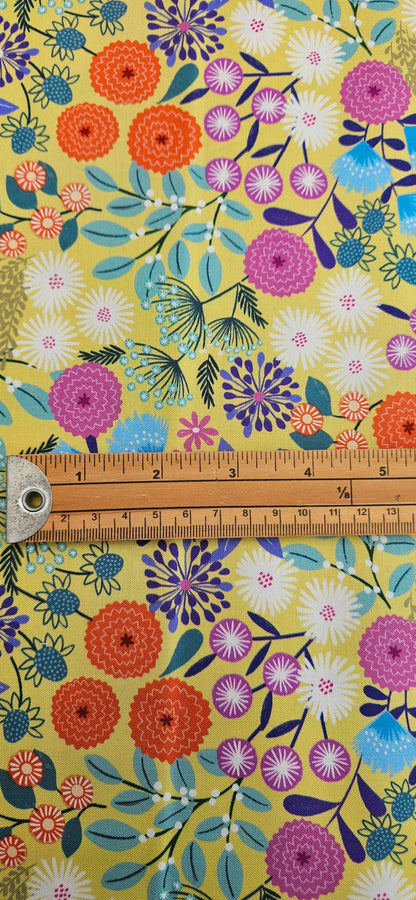 Lewis & Irene Creative Landscapes Landscape Floral on Sunny Day Yellow cotton fabric