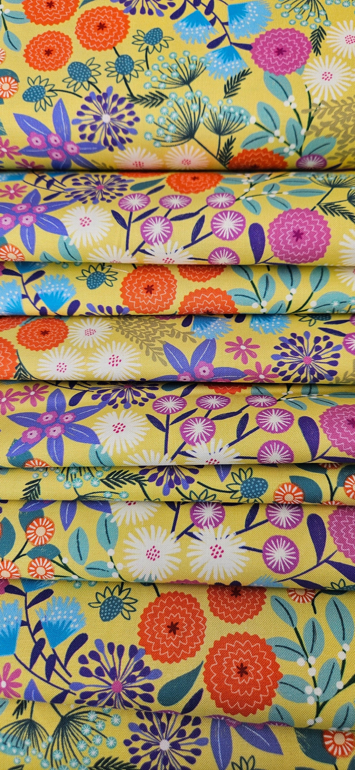 Lewis & Irene Creative Landscapes Landscape Floral on Sunny Day Yellow cotton fabric