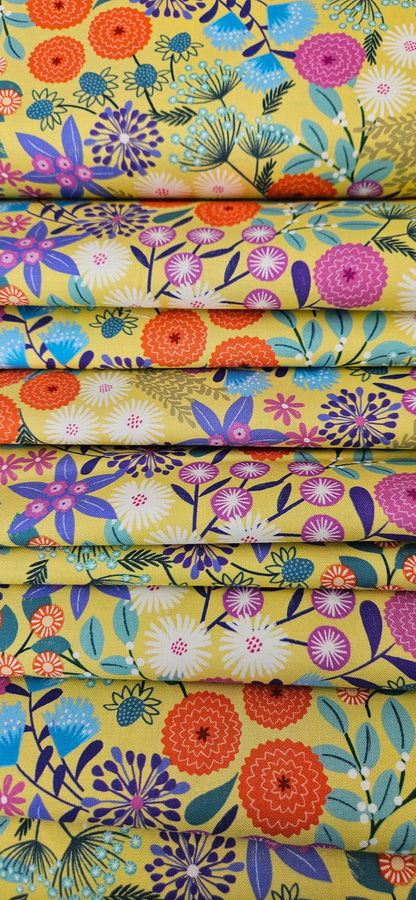 Lewis & Irene Creative Landscapes Landscape Floral on Sunny Day Yellow cotton fabric