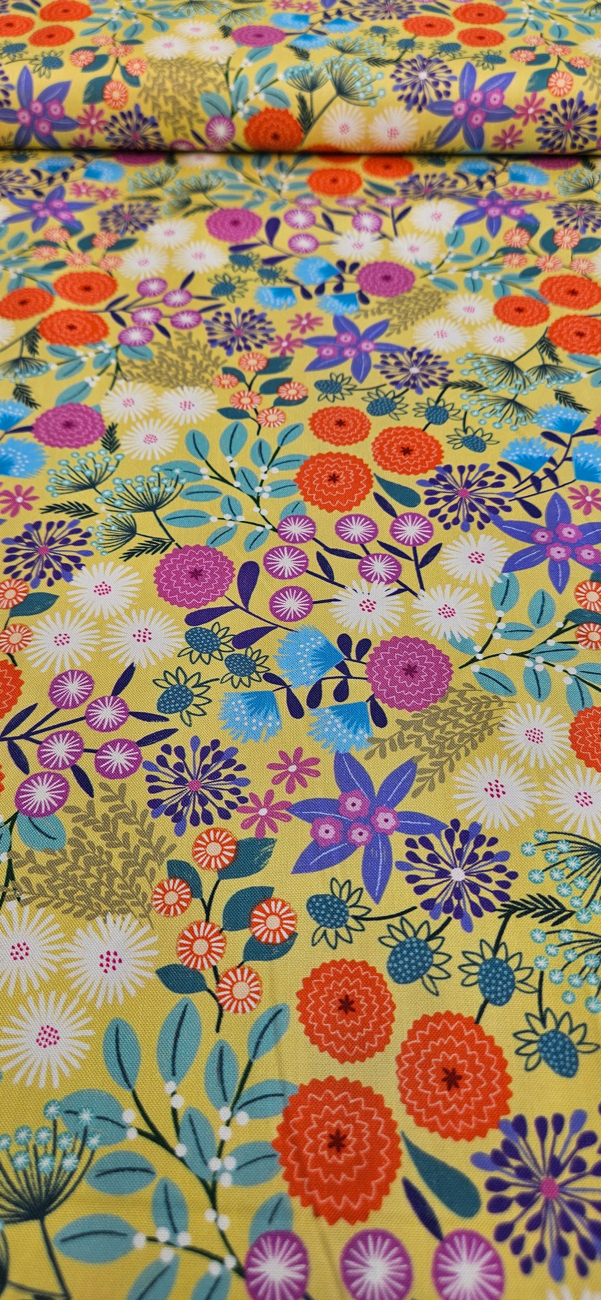 Lewis & Irene Creative Landscapes Landscape Floral on Sunny Day Yellow cotton fabric