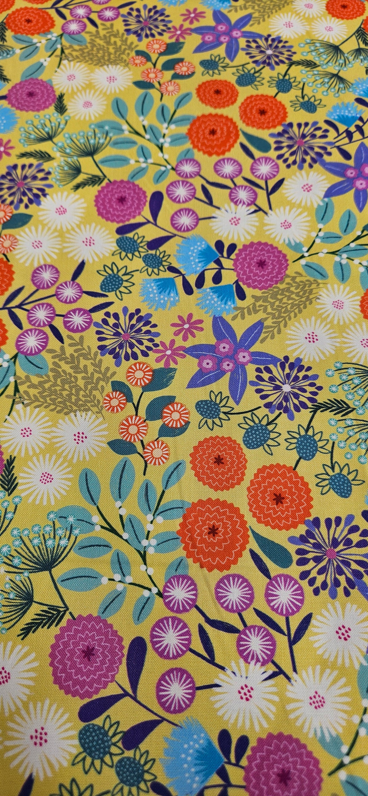 Lewis & Irene Creative Landscapes Landscape Floral on Sunny Day Yellow cotton fabric
