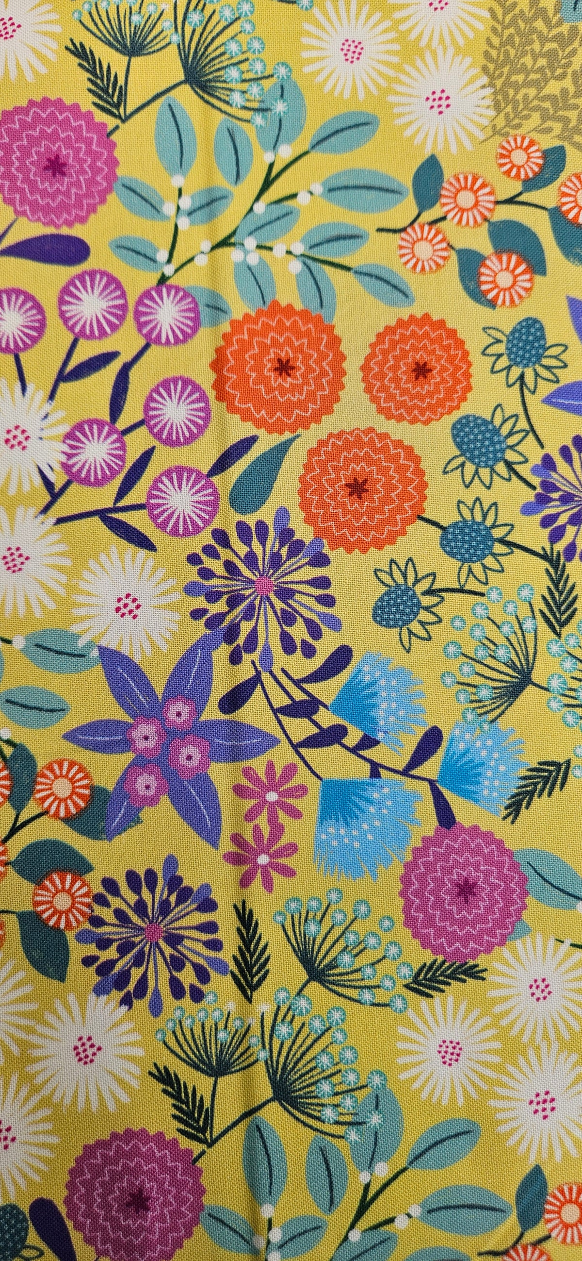 Lewis & Irene Creative Landscapes Landscape Floral on Sunny Day Yellow cotton fabric