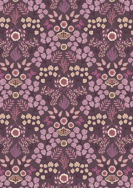Lewis and Irene Floral Butterfly on Dark Purple