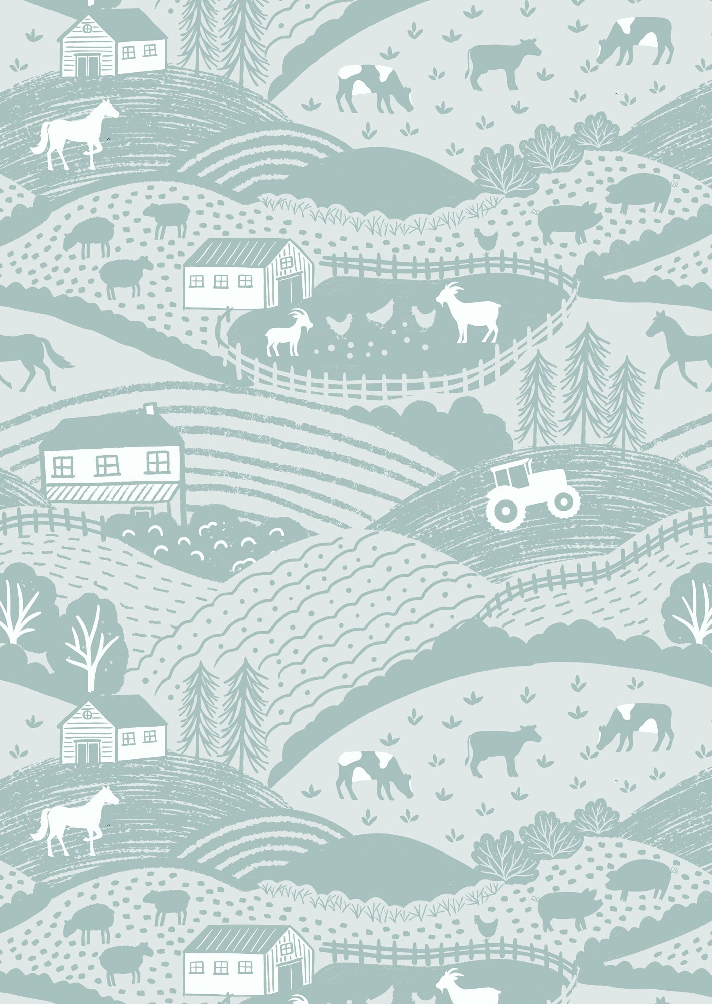 Lewis & Irene Cotton Fabric - Duck Egg Croft Fabric