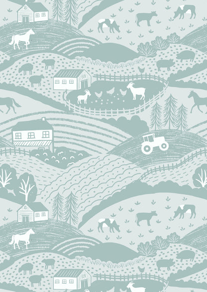 Lewis & Irene Cotton Fabric - Duck Egg Croft Fabric