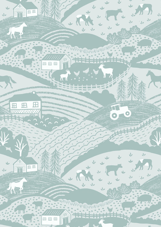 Lewis & Irene Cotton Fabric - Duck Egg Croft Fabric