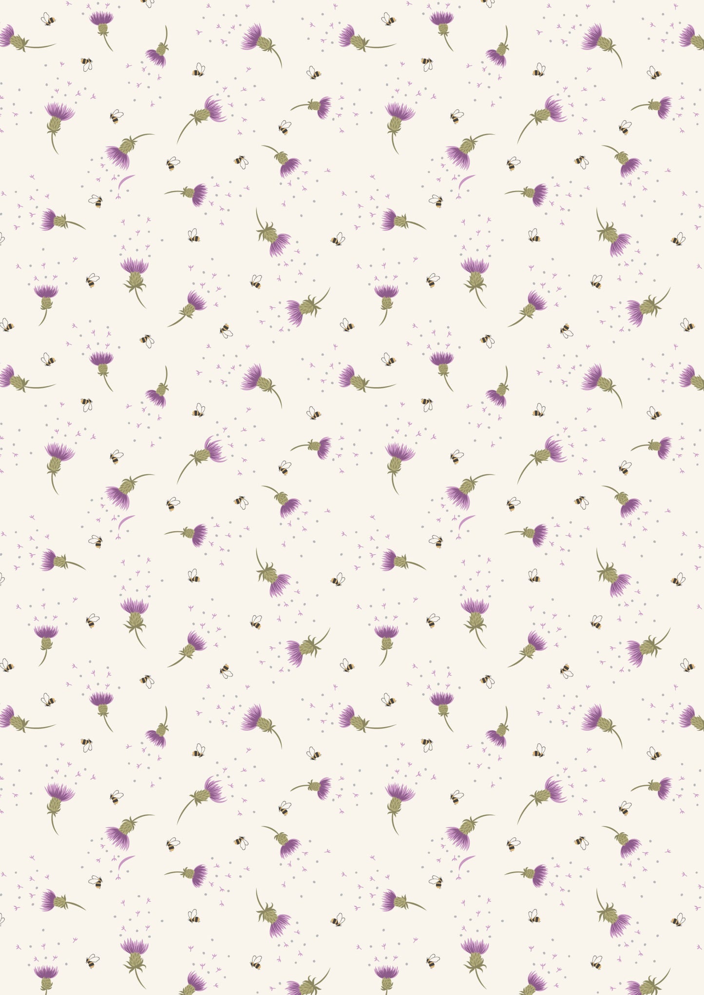 Lewis & Irene Cotton Fabric - Bee Thistle on Cream