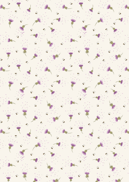 Lewis & Irene Cotton Fabric - Bee Thistle on Cream