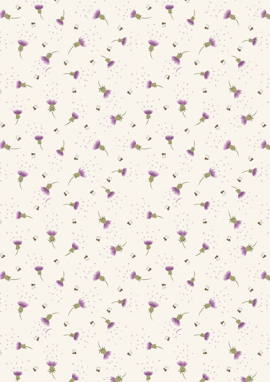 Lewis & Irene Cotton Fabric - Bee Thistle on Cream