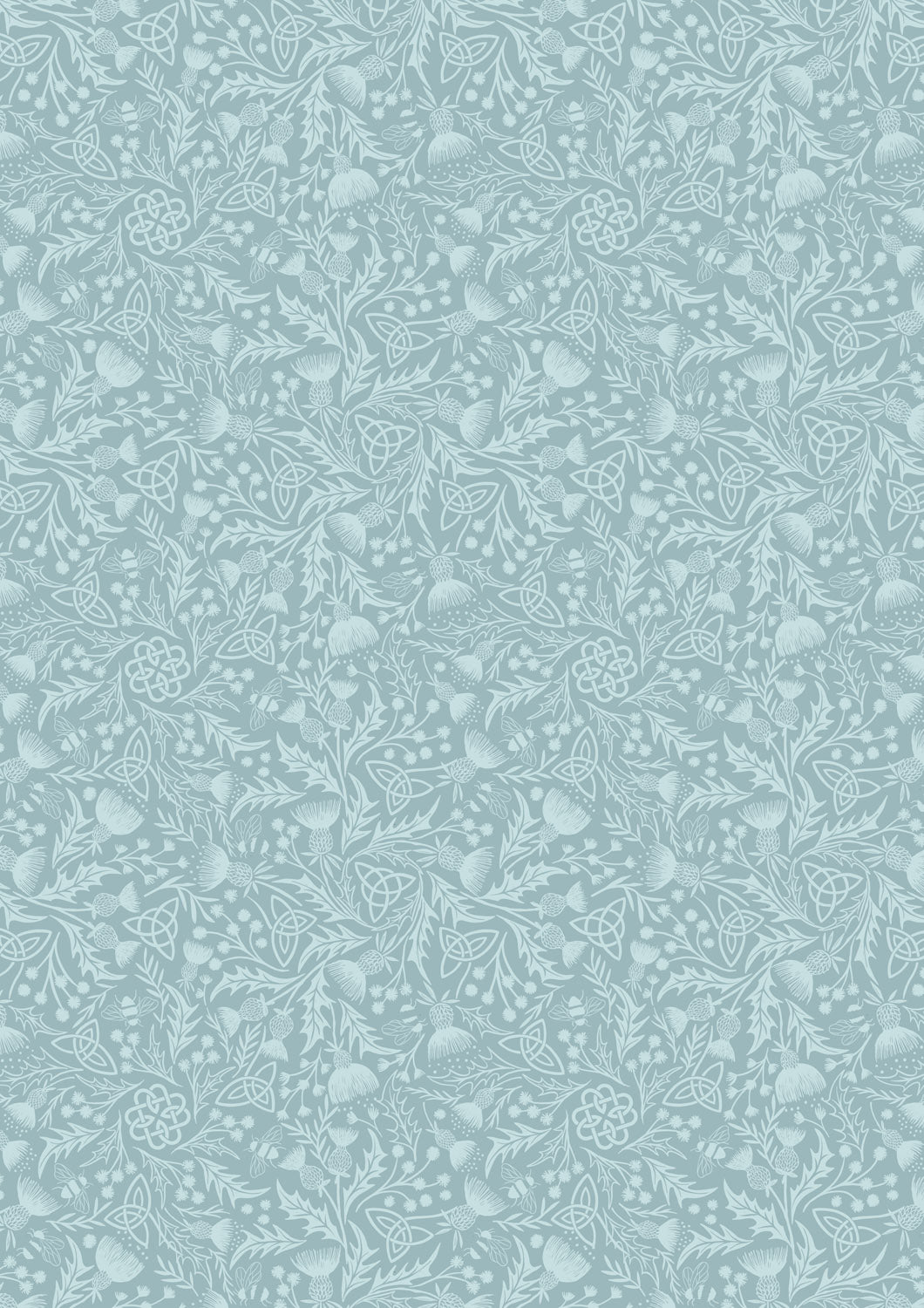 Lewis & Irene cotton Fabric - Celtic Thistle Duck Egg