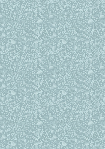Lewis & Irene cotton Fabric - Celtic Thistle Duck Egg