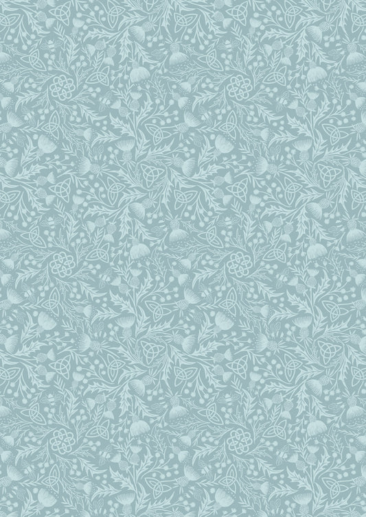 Lewis & Irene cotton Fabric - Celtic Thistle Duck Egg